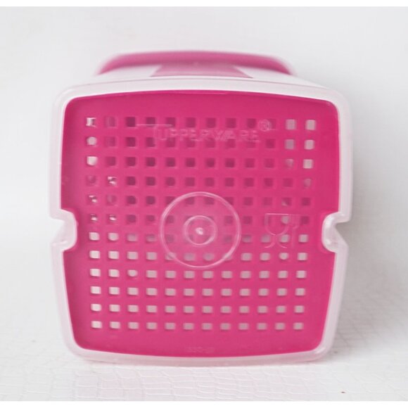 Tupperware Pick A Deli Pink Clear Pickle Keeper 1330-18 Square Container 3 Piece - Picture 4 of 5